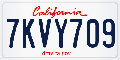 CA license plate 7KVY709