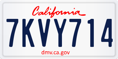 CA license plate 7KVY714