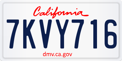 CA license plate 7KVY716