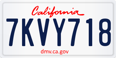 CA license plate 7KVY718