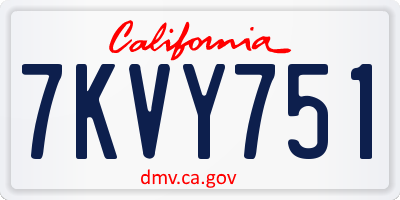 CA license plate 7KVY751