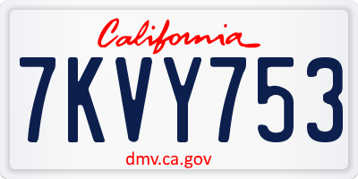 CA license plate 7KVY753