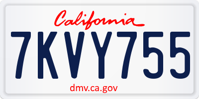 CA license plate 7KVY755