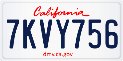 CA license plate 7KVY756