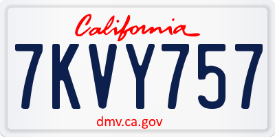 CA license plate 7KVY757