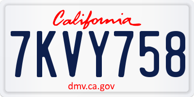 CA license plate 7KVY758