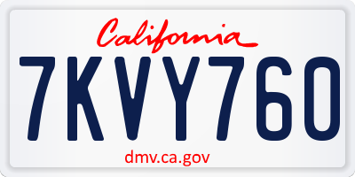 CA license plate 7KVY760