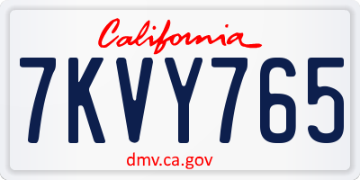 CA license plate 7KVY765