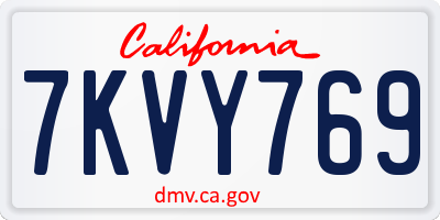 CA license plate 7KVY769