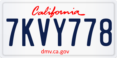CA license plate 7KVY778