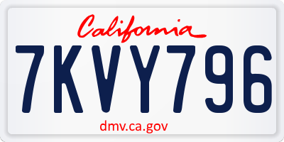 CA license plate 7KVY796