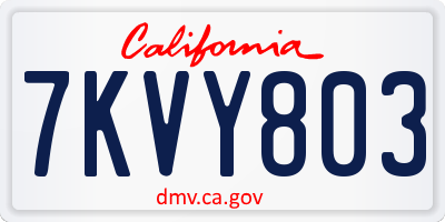 CA license plate 7KVY803