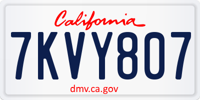 CA license plate 7KVY807