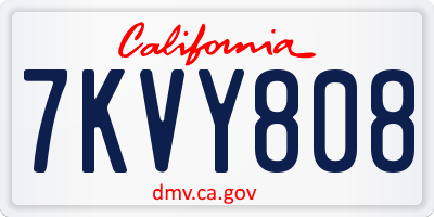 CA license plate 7KVY808