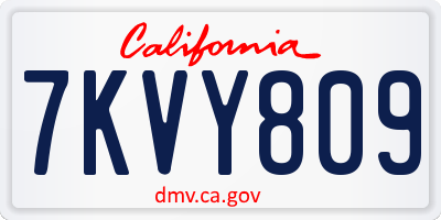 CA license plate 7KVY809