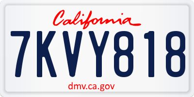 CA license plate 7KVY818