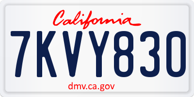 CA license plate 7KVY830