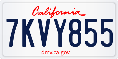 CA license plate 7KVY855