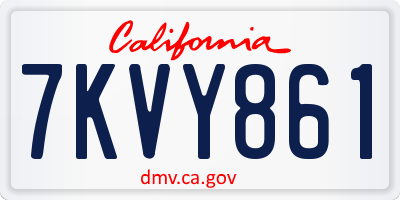 CA license plate 7KVY861