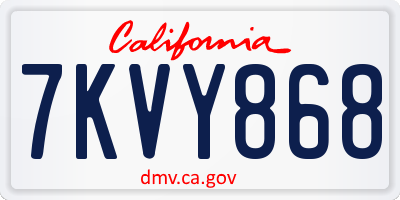 CA license plate 7KVY868