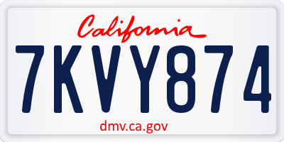 CA license plate 7KVY874
