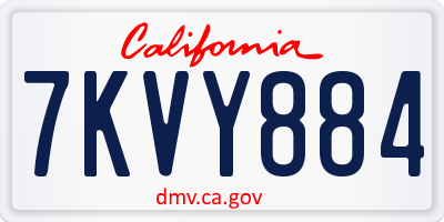 CA license plate 7KVY884