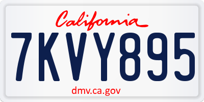 CA license plate 7KVY895