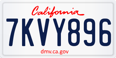CA license plate 7KVY896