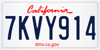 CA license plate 7KVY914
