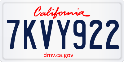 CA license plate 7KVY922