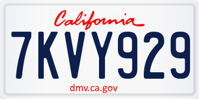 CA license plate 7KVY929