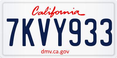 CA license plate 7KVY933