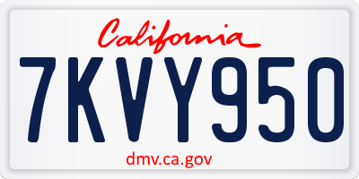 CA license plate 7KVY950