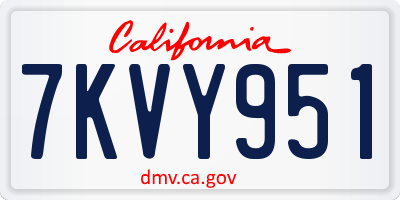CA license plate 7KVY951