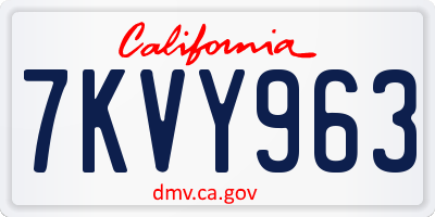 CA license plate 7KVY963