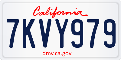 CA license plate 7KVY979