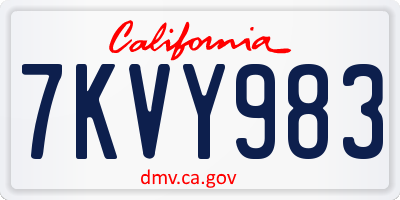 CA license plate 7KVY983