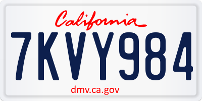CA license plate 7KVY984