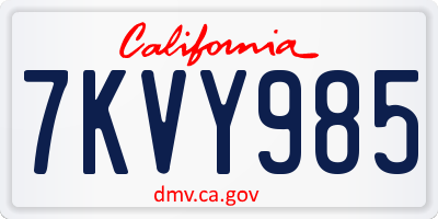 CA license plate 7KVY985