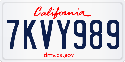CA license plate 7KVY989
