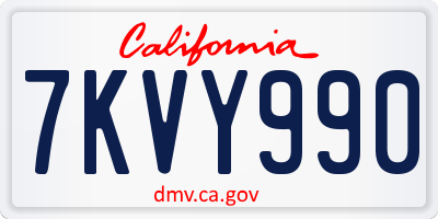 CA license plate 7KVY990