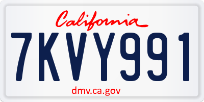 CA license plate 7KVY991