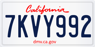 CA license plate 7KVY992