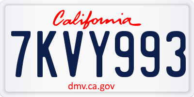 CA license plate 7KVY993