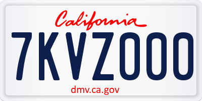 CA license plate 7KVZ000