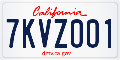 CA license plate 7KVZ001