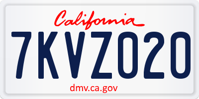 CA license plate 7KVZ020