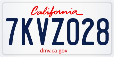 CA license plate 7KVZ028