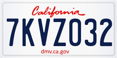 CA license plate 7KVZ032