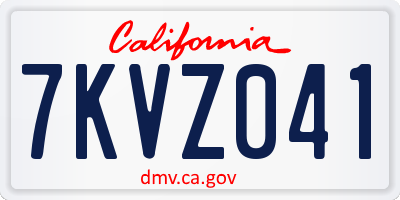 CA license plate 7KVZ041